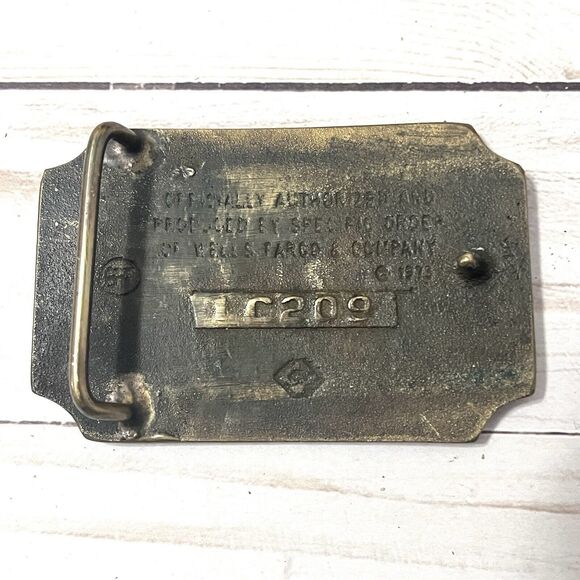 Vintage Authorized 1973 WELLS FARGO & CO Since 1852 Western Brass Belt Buckle